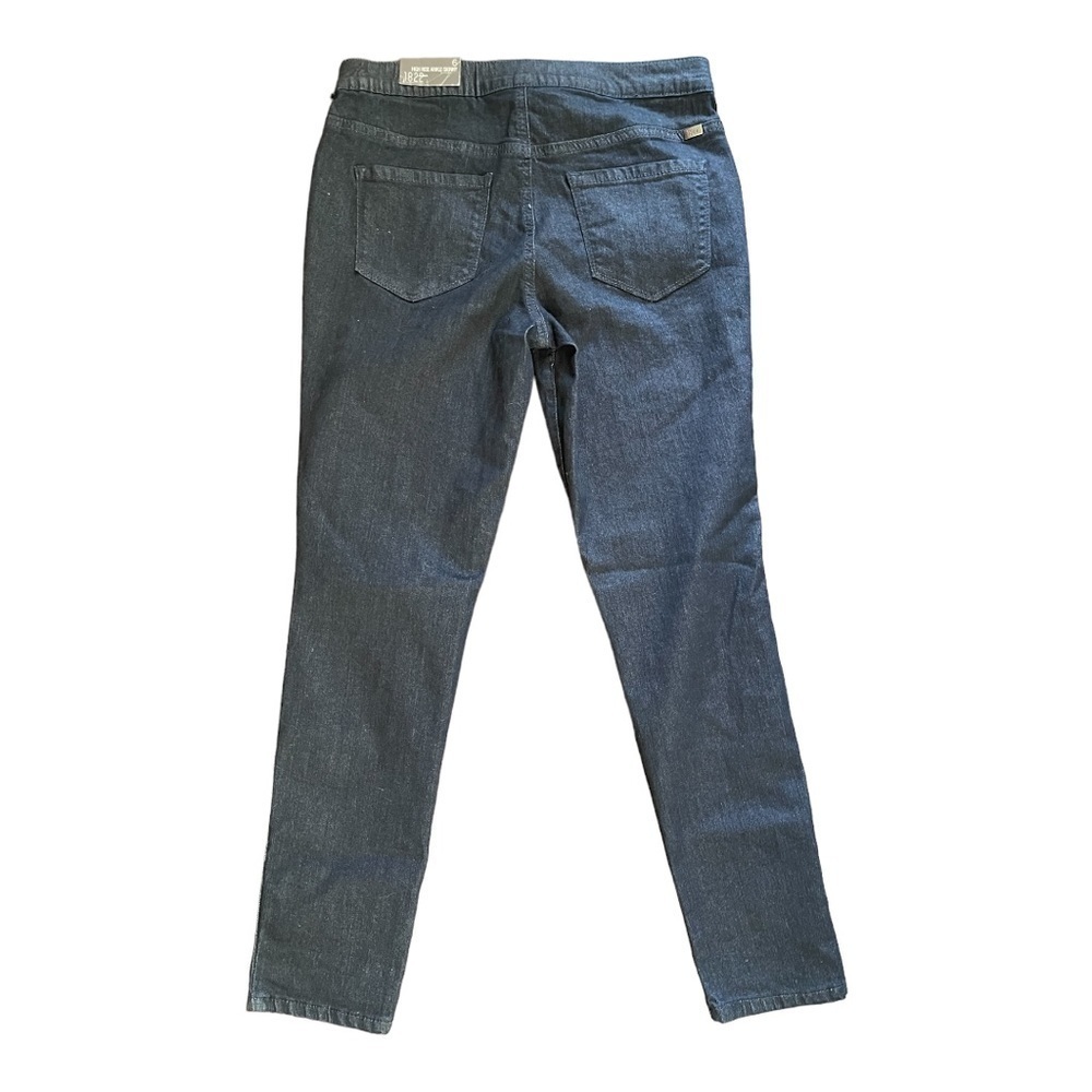 1822 Denim High Rise Ankle Skinny Jeans | Size 6 | Dark Rinse Stretch Pull-On - Picture 3 of 7